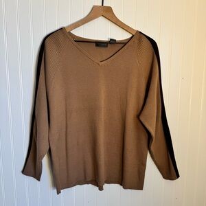 Relativity Women Brown Vneck Long Sleeve 100% Cotton Women’s Size 2X